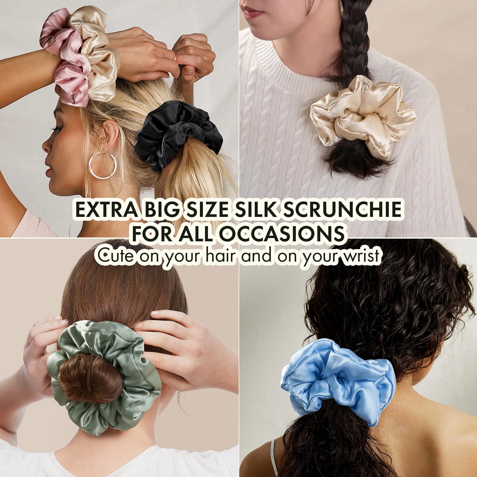 Giant 100% Silk Hair Scrunchy - Frizz Prevention Hair Tie Amazon.com : LILYSILK Silk Hair Scrunchies / Ties for Frizz  main image 4
