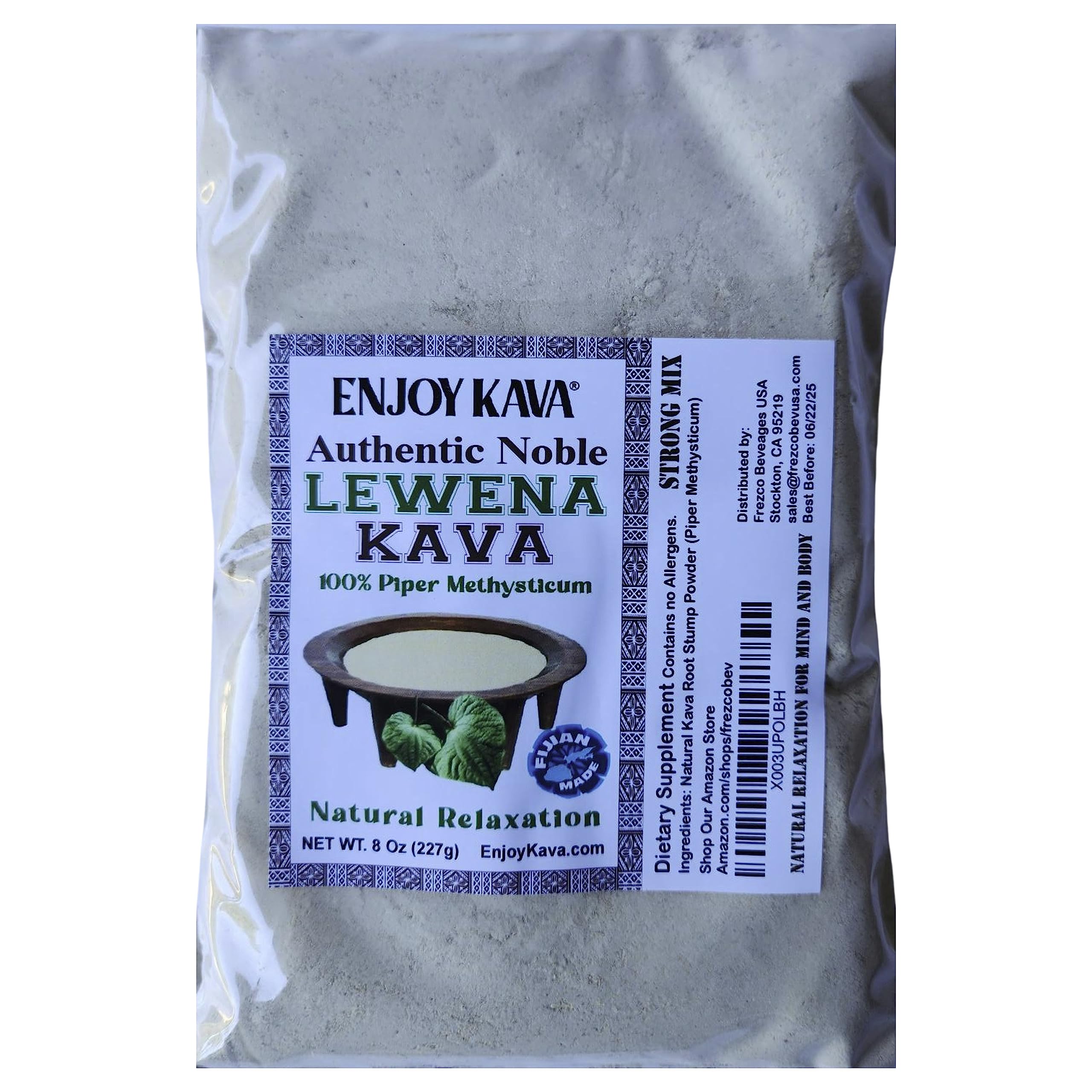Enjoy Kava® Authentic Noble LAWENA Kava (1/2 Lb - 8 Oz) Premium, Responsibly Sourced, Crown Root Powder from Fiji