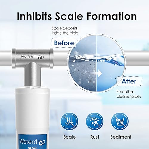 Miniatura 4 de Waterdrop AP431 AP430SS Filtro inhibidor de báscula para toda la casa, sistema de suavizador de calentador, evita la acumulación de incrustaciones