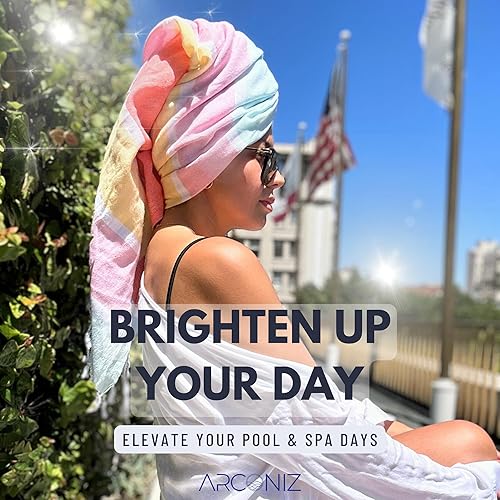 Miniatura 6 de Toalla de playa turca de alta calidad, de secado rápido, sin arena, ligera, compacta, ideal para piscina, viajes y spa, tamaño extragrande, 39 x 71