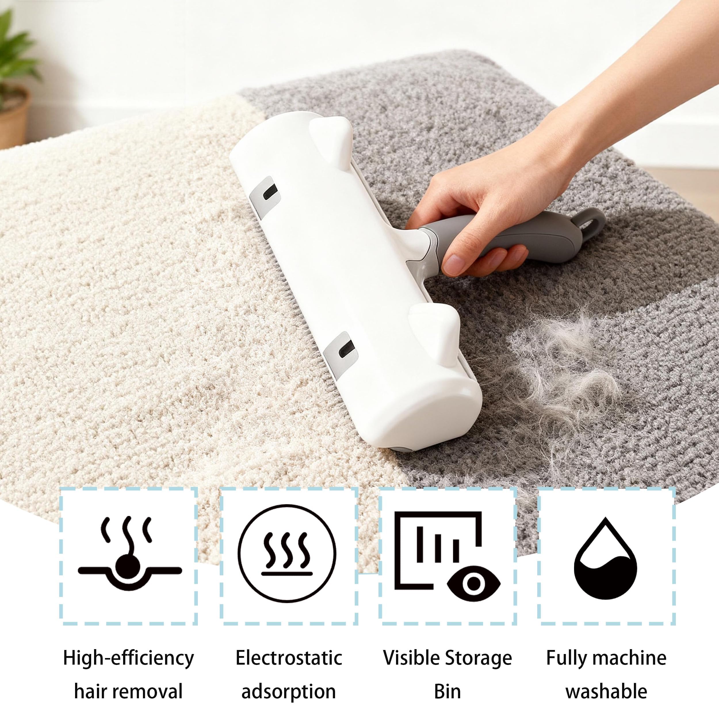 Brosse Anti Poils Animaux Chat Chien Ramasse Poils Animaux Aspirateur Poil De Chat Magique Réutilisable Brosse Poil Chien pour Lit, Tapis,canapé, Arbre À Chat, Voiture