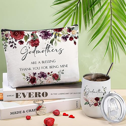 Miniatura 3 de Juego de 3 vasos de acero inoxidable de 12 onzas, regalos para madrina, bolsas de maquillaje, llavero para Acción de Gracias, boda, vacaciones,