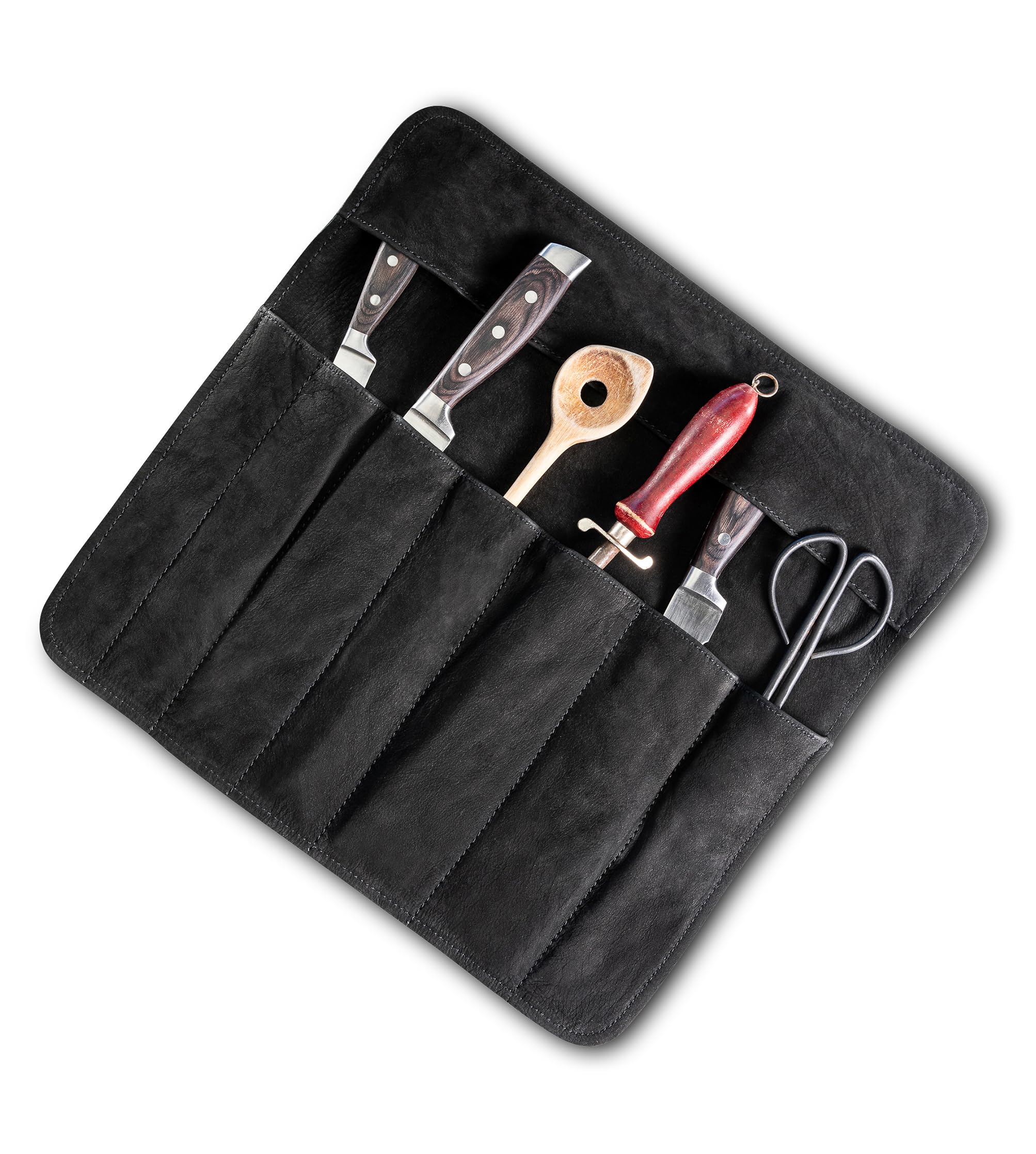 Angus Stoke Sam - Funda de Piel para Cuchillos de Cocinero (Piel, tamaño Grande), diseño de Bolsa