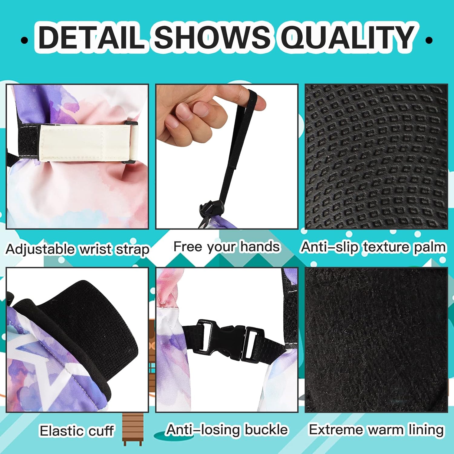 OMECHY Winter Gloves Men Women Warm Waterproof Ski 5 Layer Touch Screen Snow Gloves for Cold Weather - Image 7