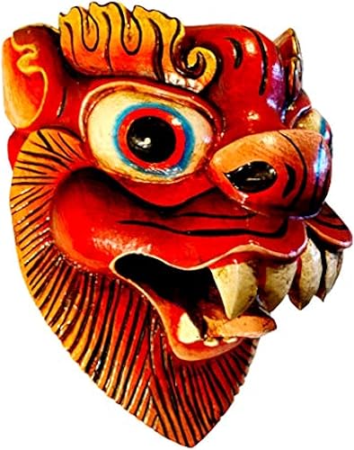 Himalayan Craft Escultura de pared individual León de madera para colgar en la pared, arte vintage, arte de pared, decoración de pared, escultura