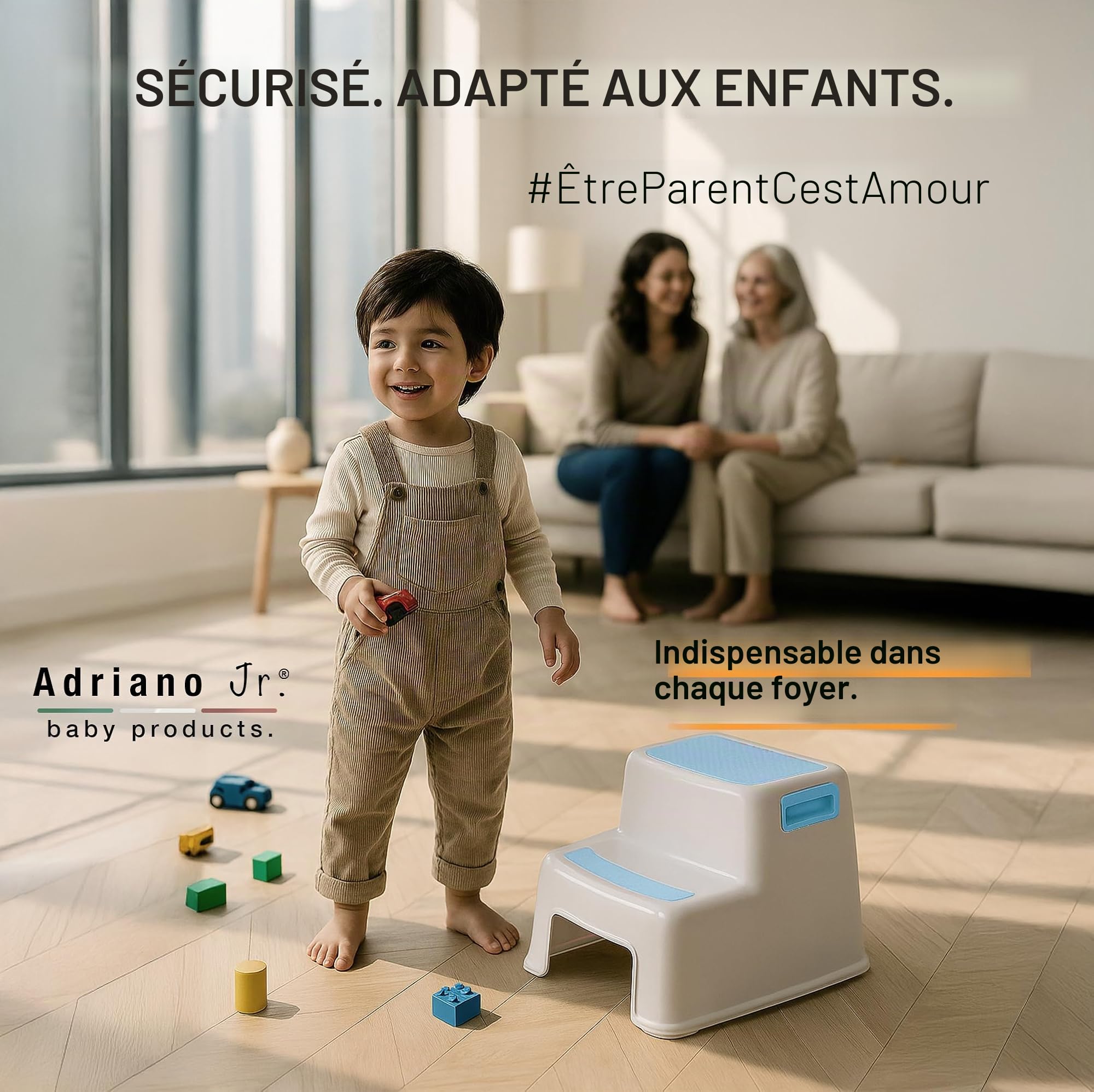 I Marche Pied Enfant I pour Adultes et Enfants I Tabouret Enfant à Deux Niveaux avec Surface antidérapante I Escabeau 2 Marches pour Salle de Bain & Cuisine I 26 cm I 80 kg I Bleu