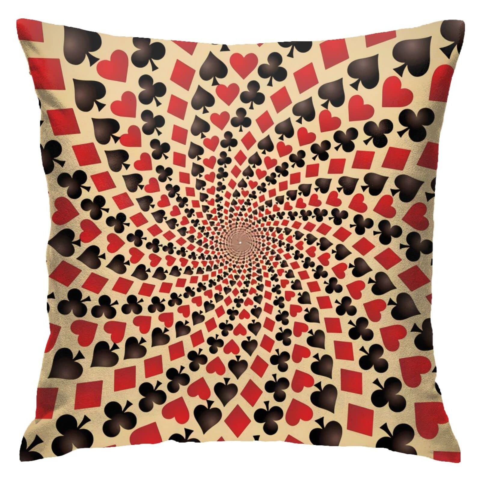 Pillow Cover 45X45cm Card Suit Hearts Diamonds Spades And Clubs Playing Square Pillowcase Print Cushion Cover Outdoor Pillowcases For Coworker, Boys, Home Decor