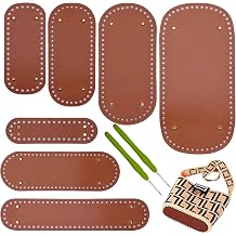 7-Piece PU Leather Bag Bottoms for DIY Handbag Making - Coffee Brown Oval Bags with Crochet for Shoulder Bags