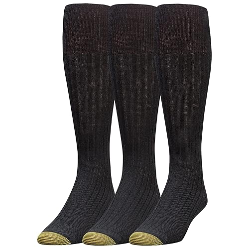 GOLDTOE Men's Windsor Wool Over-The-Calf Dress Socks, 3-Pairs