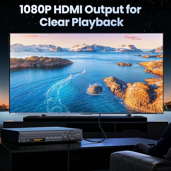Desobry DVD Player for TV, HDMI 1080P, Region Free | USB Media Playback & Multi-Format Support Insert a USB flash drive and play MP3, WAV, AVI, JPEG, MPEG