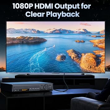 Desobry DVD Player for TV, HDMI 1080P, Region Free | USB Media Playback & Multi-Format Support Insert a USB flash drive and play MP3, WAV, AVI, JPEG, MPEG