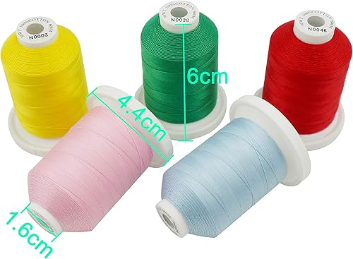 Miniatura 48 de New brothread - 18 opciones - Hilo multiusos de algodón 100% mercerizado 50S/3 600M cada carrete para acolchado, serger, coser y bordar - 8 x blanco