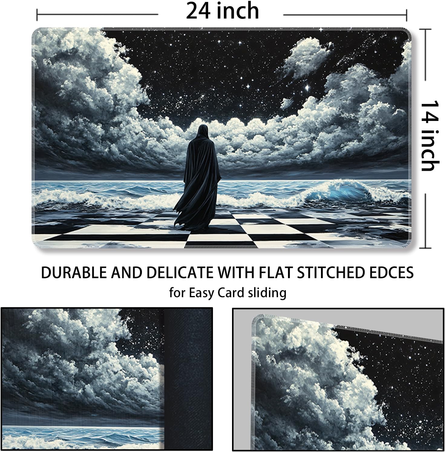 MTG Playmat Magic Card Playmat Game Mat,TCG & CCG Card Games Mat with Free Storage Bags Size 24 x 14 Inches (No with Zones,Death God)