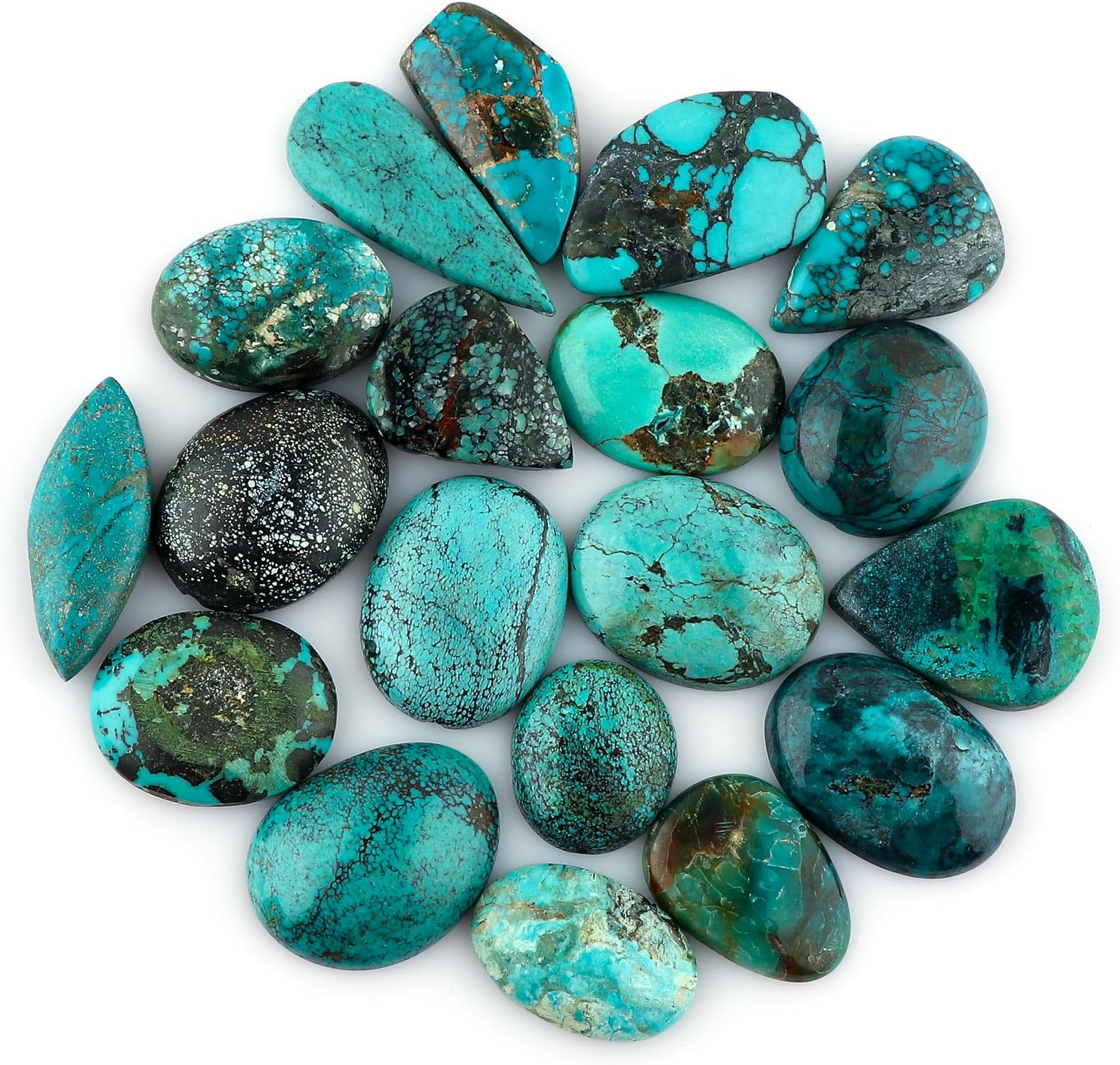 GEMKORA 100 carats Genuine Tibetan Turquoise Gemstones Wholesale Cabochons Lot, Jewelry Making Loose Gemstone, Polished Gems, DIY, Wire Wrapping, Healing Crystals, Bulk Gemstone, Birthstone Crystals