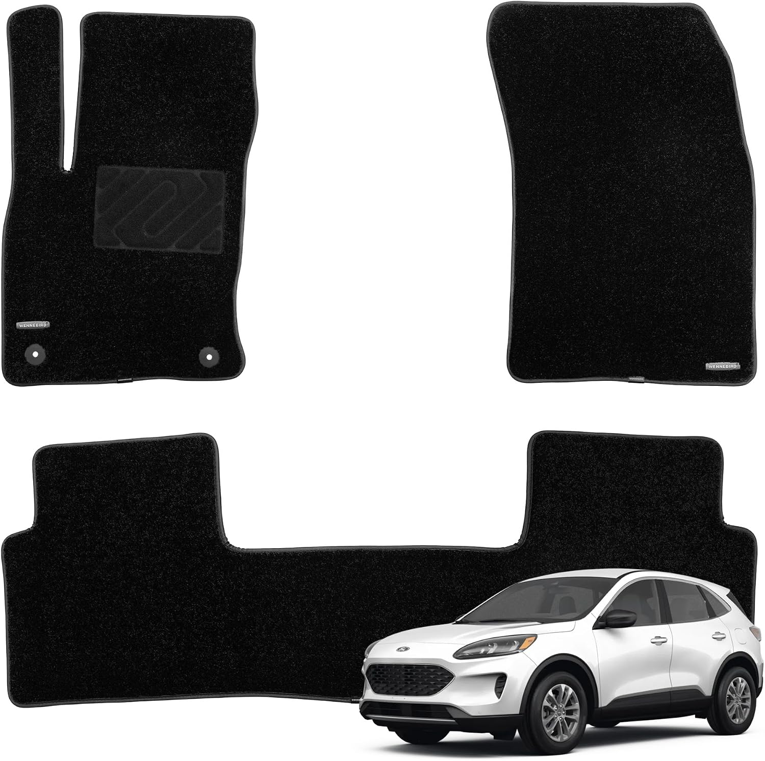 WENNEBIRD Superior Carpet Floor Mats for 2020-2026 Ford Escape (Not for Hybrid), 0.6-Inch Ultra-Thick, Noise-Reducing, All-Weather Waterproof Anti-Slip – 3-Pc Set