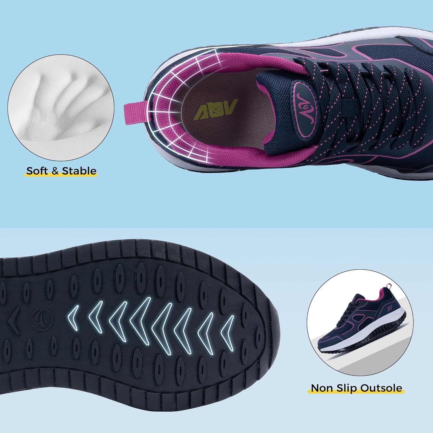 Autper Womens Arch Support Walking Shoes Plantar Fasciitis Orthotic Tennis Sneakers Comfortable Gym Sports Workout Shoe - Image 4