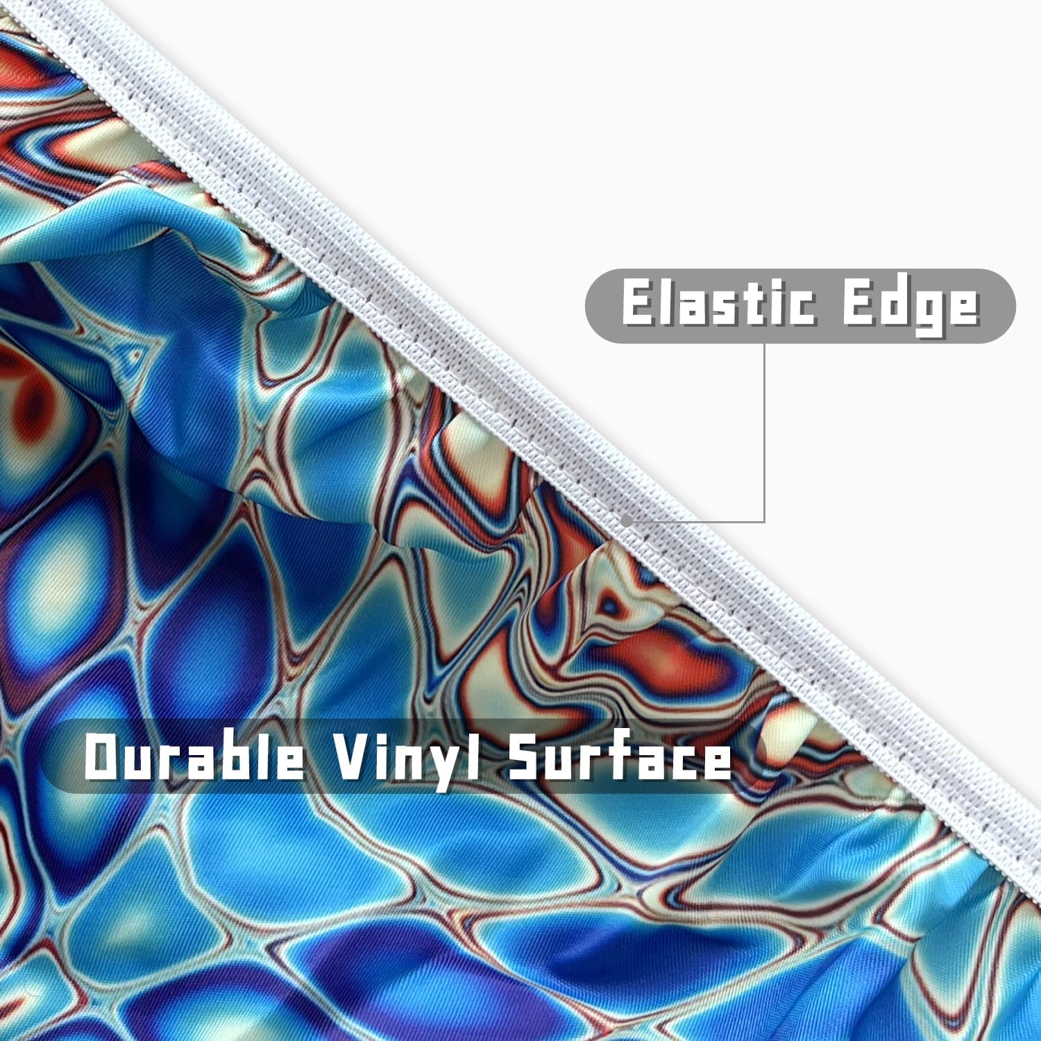 Round Fitted Tablecloth with Elastic Round Outdoor Tablecloths Round Elastic Tablecloth for Tables Waterproof Wipeable Table Cover for Picnic,Camping,Dinner (56''-60'')