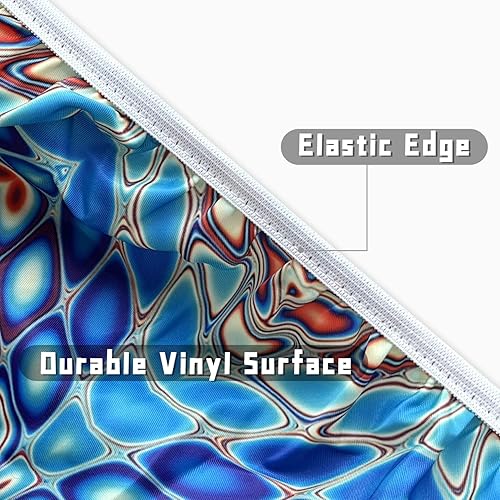 Miniatura 6 de Mantel redondo elástico redondo para exteriores, mantel redondo ajustable con elástico para mesas redondas, mantel impermeable lavable para picnic,