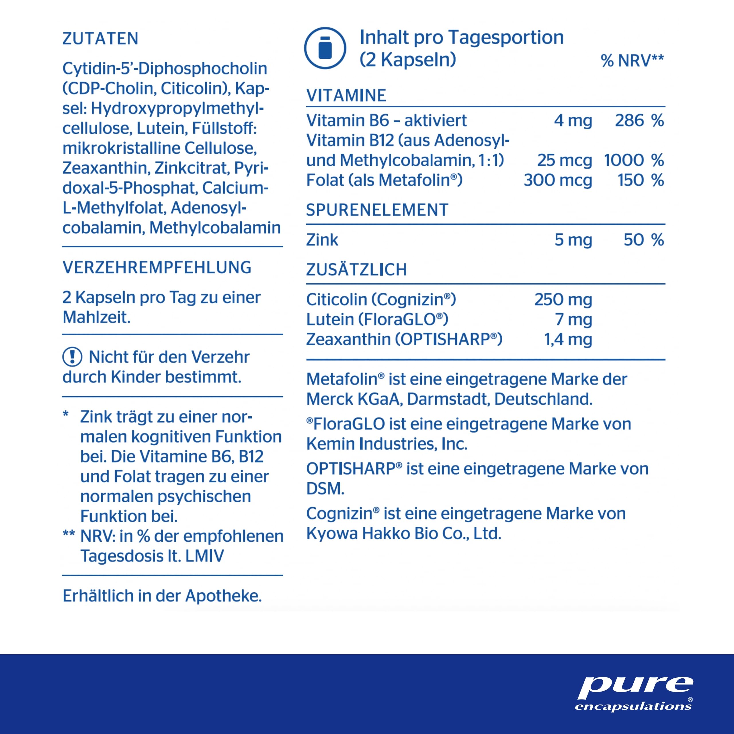 Pure Encapsulations - All-in-One Plus (ohne Cu, Fe & Jod) - Multivitamin und Mineralien - Immunsystem stärken - 180 Kapseln