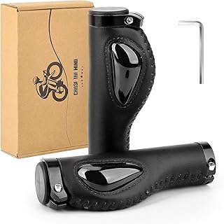 GXCROR GXCROR Ergonomic Bike Grips with Silicone Damping, Premium PU Mountain Bike Handlebar Grips Anti-Slip Design, Locking MTB/City/Road Bicycle Grips for All 22.2mm Handlebars