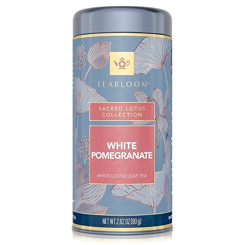 Miniatura 4 de Teabloom Té de hojas sueltas de granada blanca, té blanco distintivo y delicado, certificado Kosher, té fresco de hoja entera en recipiente de