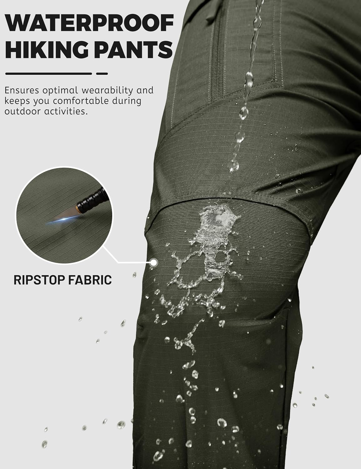 TACVASEN Men's Tactical Pants 9 Pockets Cargo Hiking Pants Lightweight Work Pants for Men Construction Water Resistant - Image 3