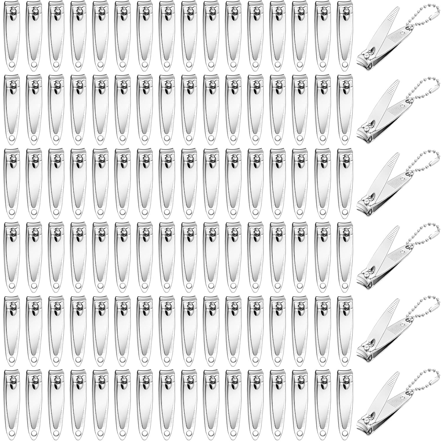 200 Pieces Nail Clippers Bulk Stainless Steel Fingernails Cutters Pointed Toenail Trimmers Manicure Pedicure Tool Set with Key