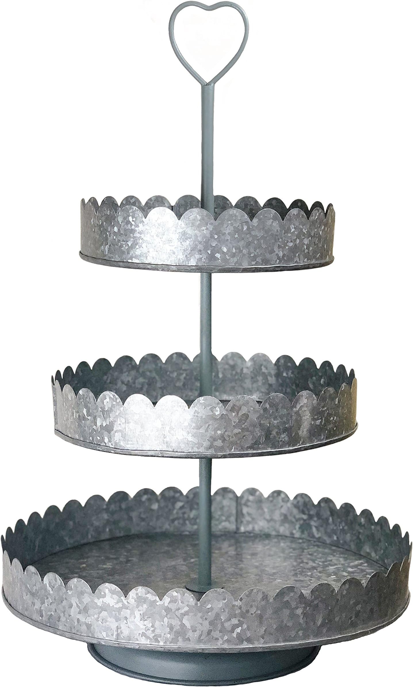 Autumn Alley Rustic Galvanized 3-Tier Round Display Stand | Tiered Heart Cupcake Stand | Dessert Tower | Pretty, Romantic Details Perfect for Weddings |Statement Piece at 15" Diameter and 23" High