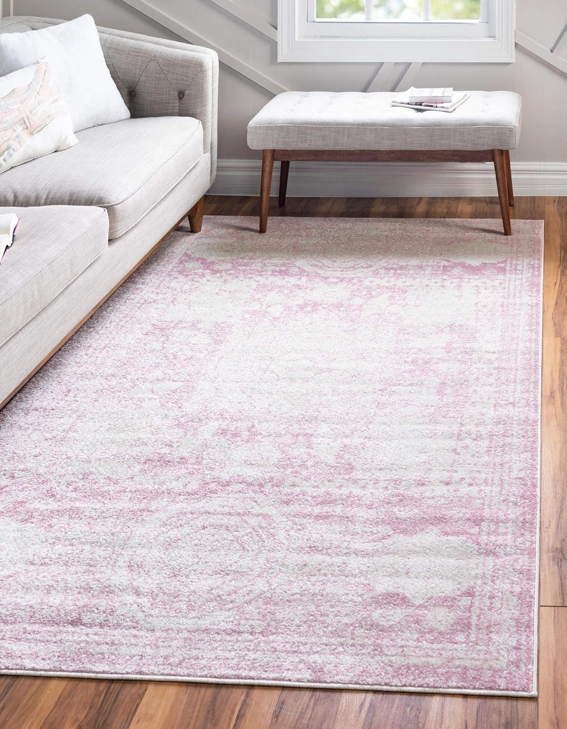 Dover Collection Rug 4' x 6' Pink LowPile Rug