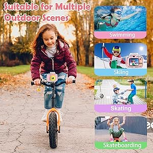 Miiulodi Kids Waterproof Camera - Birthday Gifts for 3 4 5 6 7 8 9 10 Year Old Girls 2 Inch IPS Screen Underwater Action Camera with 32 GB SD Card, Pool Toys for Kids Age 8-12 Pink