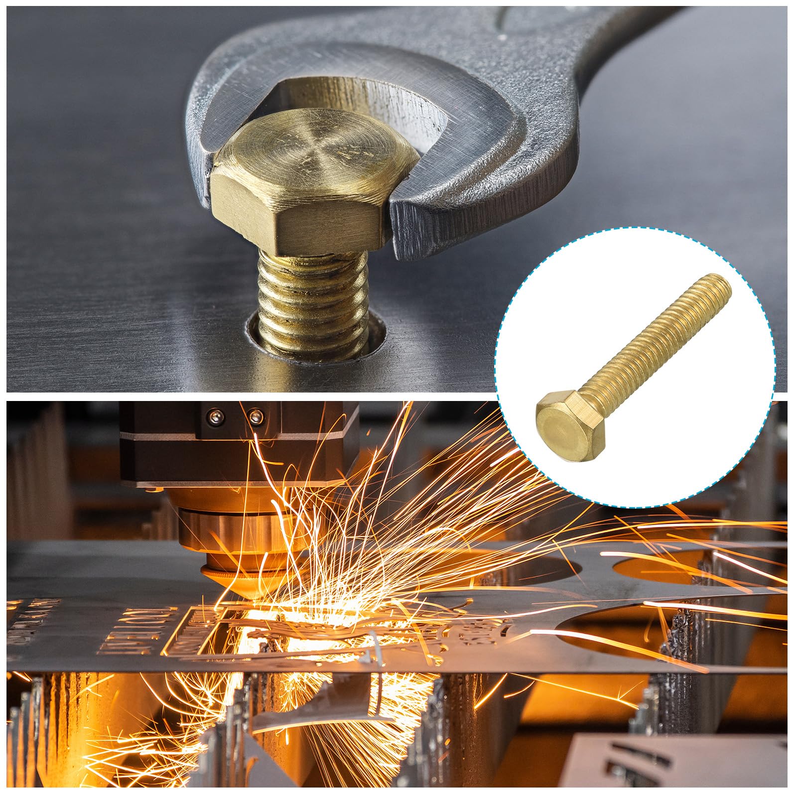METALLIXITY Hex Head Screw Bolt (1/4-20x1-1/2") 5Pcs, Brass Fully Threaded Solid Brass Hex Bolts Machine Screws - for Machinery Repair - Image 4