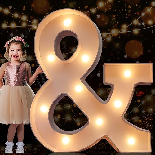 Miniatura 1 de Pooqla Letras de marquesina iluminadas de 3 pies, letras de marquesina grandes iluminadas con LED blanco cálido, letras de mosaico grandes para