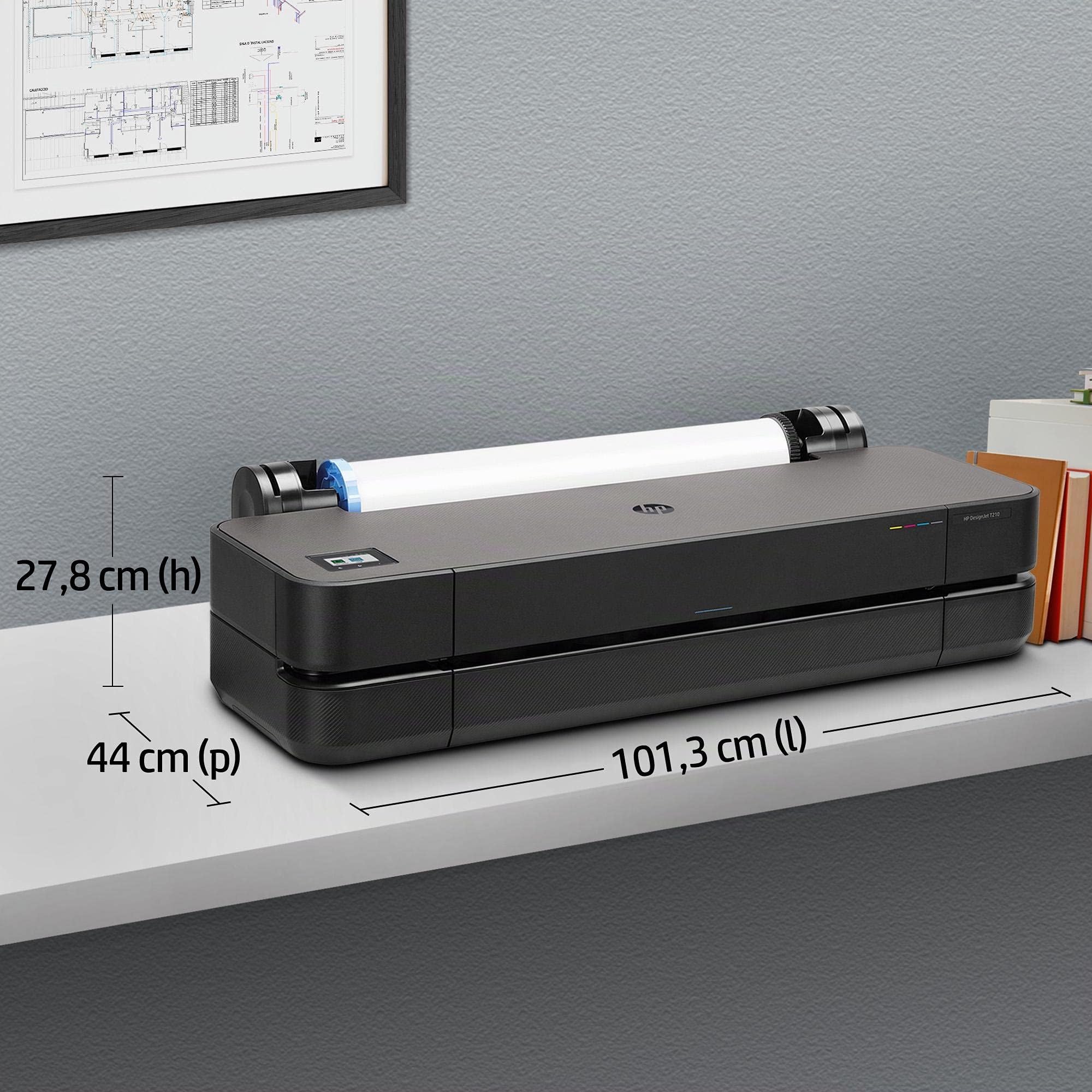 HP DesignJet T230 Stampante per Grandi Formati da 61 cm 5HB07A, Formati supportati da A4 ad A1, velocità 68 Pagine A1 all’Ora, Gigabit Ethernet, USB Hi-Speed 2.0, Wi-Fi, Garanzia 1 Anno, Nero