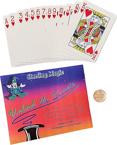 Bicicleta Svengali Deck Trick en Blue Back, Corazones Traje, Elige tu Tarjeta de Fuerza (Dos)