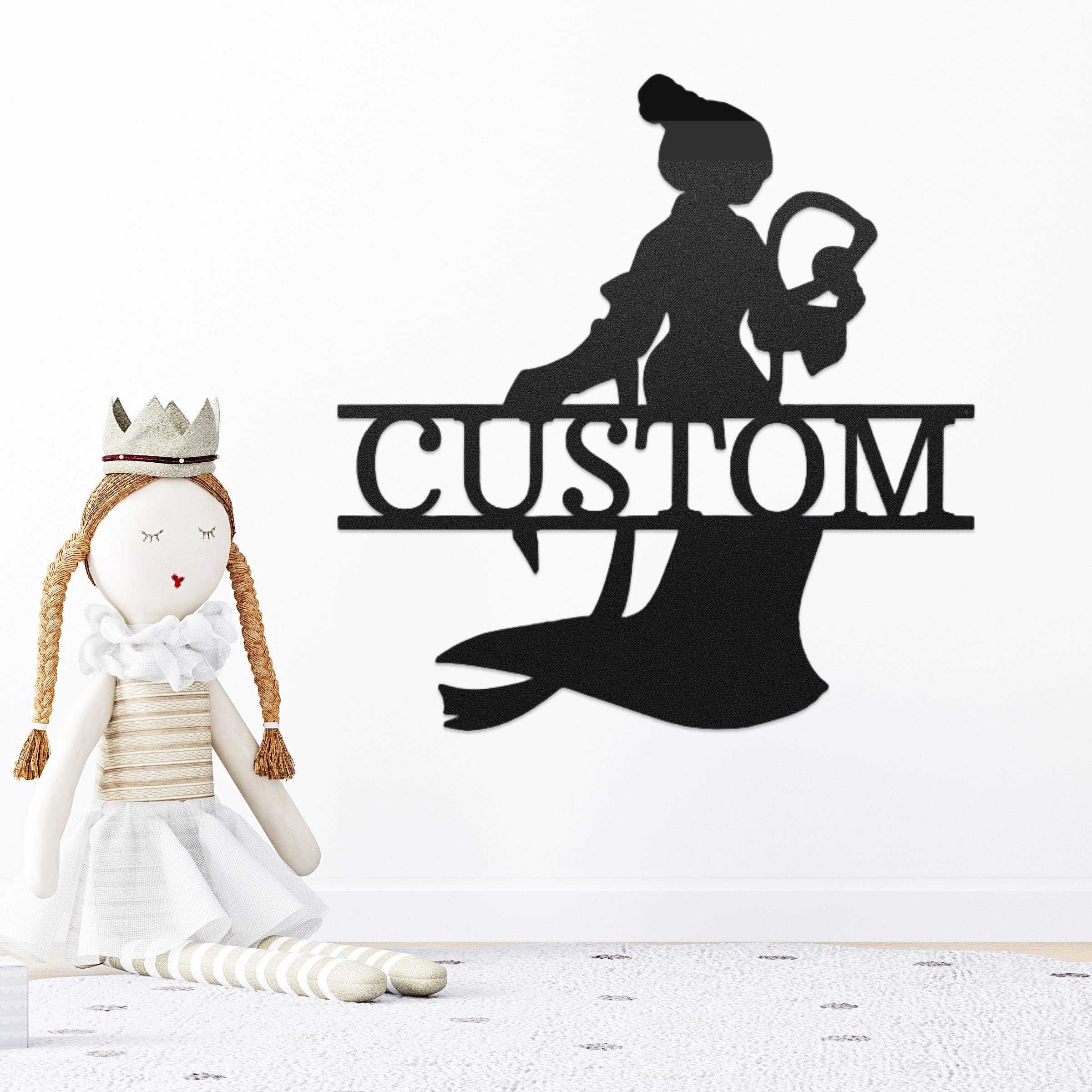 Spring Pet Products Princess Mulan Personalized Name Metal Art Wall Sign Home Decor Black 15
