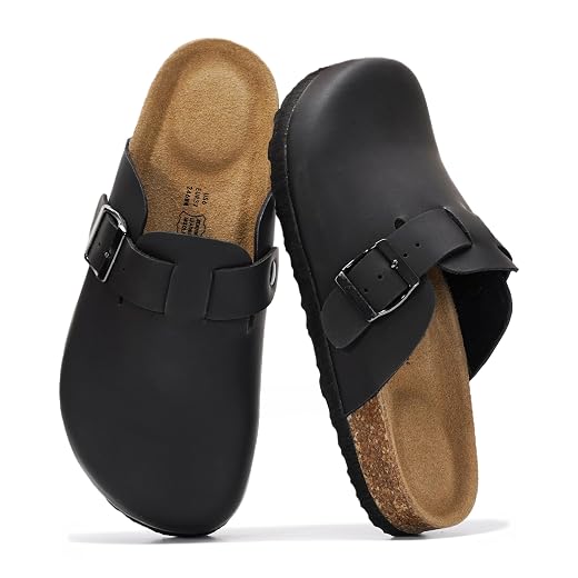 100% Genuine Leather Slip-on Footbed Clogs for Women - Fall Shoes for Women