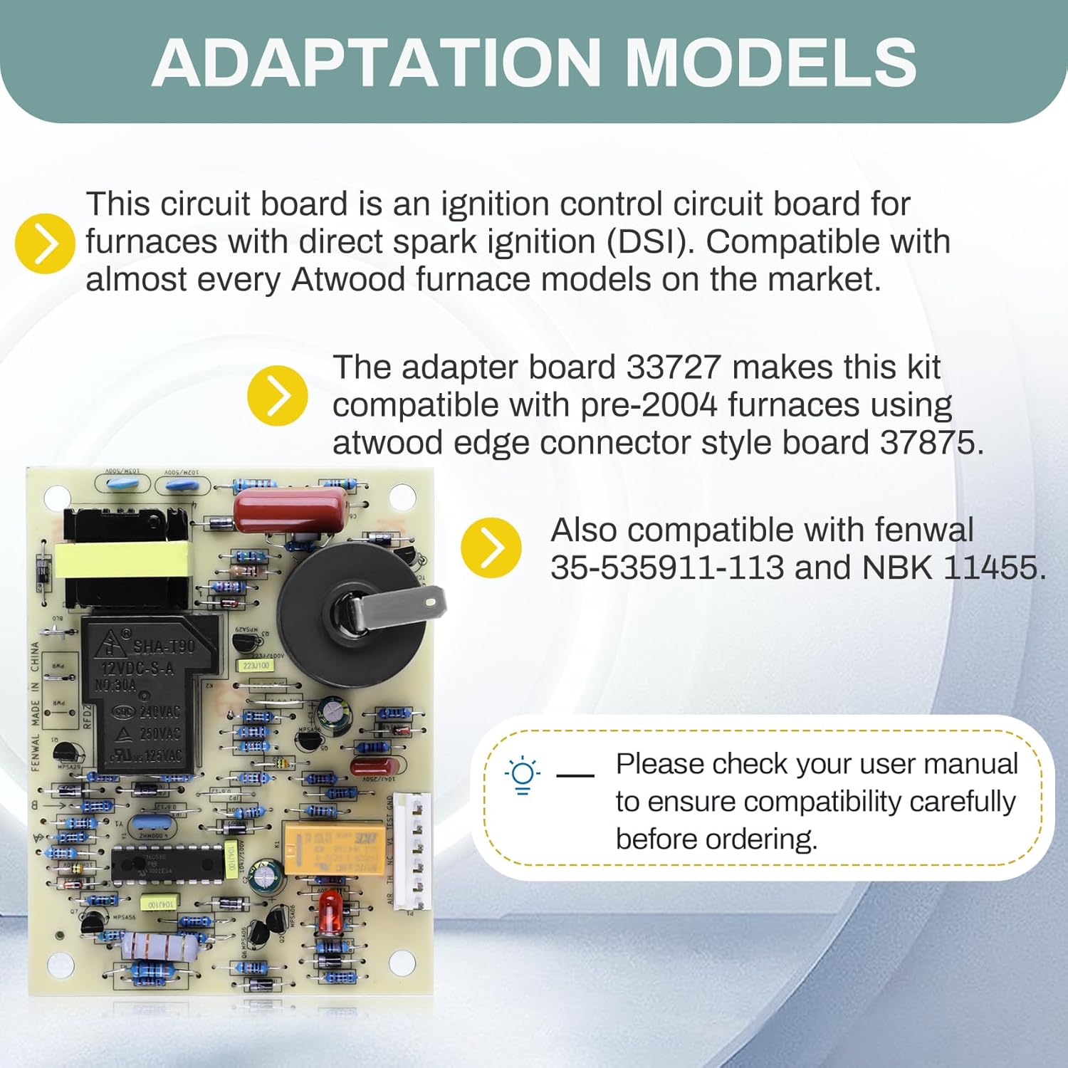 31501 33488 33727 RV Gas Furnace Ignition Circuit Control Board Compatible with Atwood Dometic Hydro Flame 7912-II 7916-II 7920-II 8012-II 85-I/II/III/IV 8900-I/II/III Series, Replace for 30575