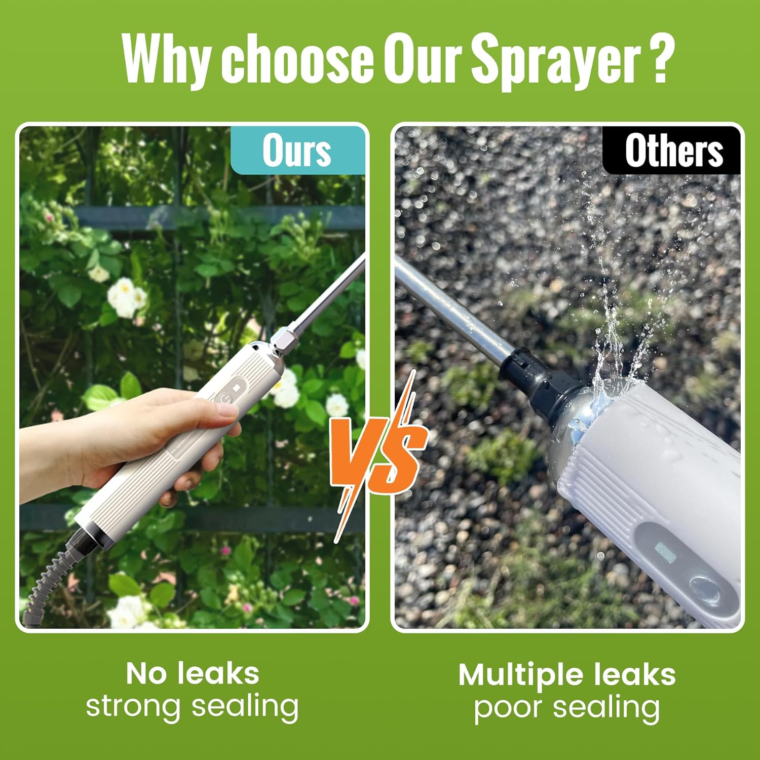 Battery Powered Sprayer 1.8 Gallon, 2025 Upgraded Electric Weed Sprayer with Pump, Battery Indicator, Rechargeable Handle,4 Mist Nozzles,23.6" Retractable Wand,Shoulder Strap, for Lawn&Garde
