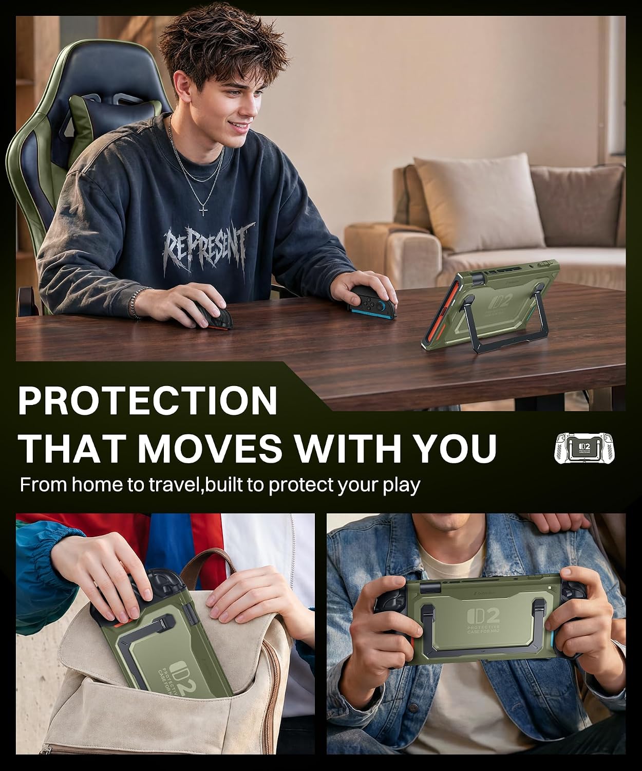 GolbinBox Protective Case for Nintendo Switch 2 with Kickstand, Green | Magnetic Split Design, Rugged Full-Body Protection, Sturdy Aluminum Stand, Detachable Joy-Con Covers, Ergonomic Handheld Grip 9 81S2euCV3mL. SL1500