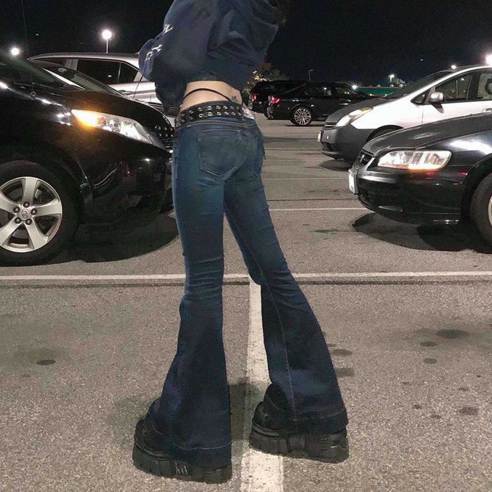 Jeans Leggeri Pantaloni Simples rétro pour Femmes-Bleu rétro-l