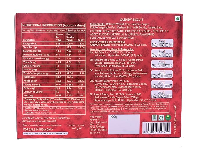 Galletas Cashew Karachi Bakery 400g miniatura 2