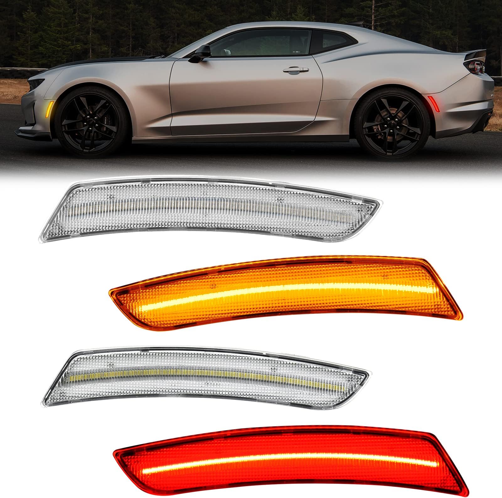 NEWM Smoked LED Rear Bumper Reflector Lights – For Cadillac ATS 2013-2017, XT5 2017-18