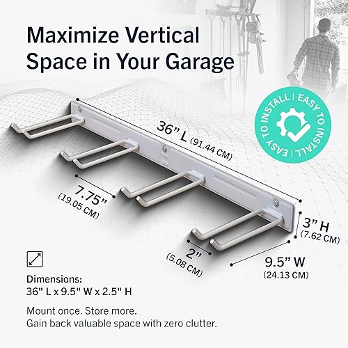 Miniatura 3 de StoreYourBoard BLAT - Organizador de herramientas de jardín para garaje, montaje en pared, ganchos para palas y rastrillos, estante de herramientas,