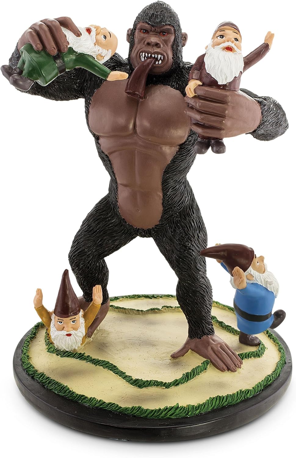 Kovot Gnome Apedemic Garden Statue - 9" Weatherproof Statue of A Gorilla Terminating Pesky Gnomes