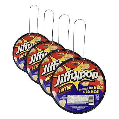 JIFFY POP Butter Flavored Popcorn, Stovetop Popping Pan, 4.5 oz. (Pack of 4)