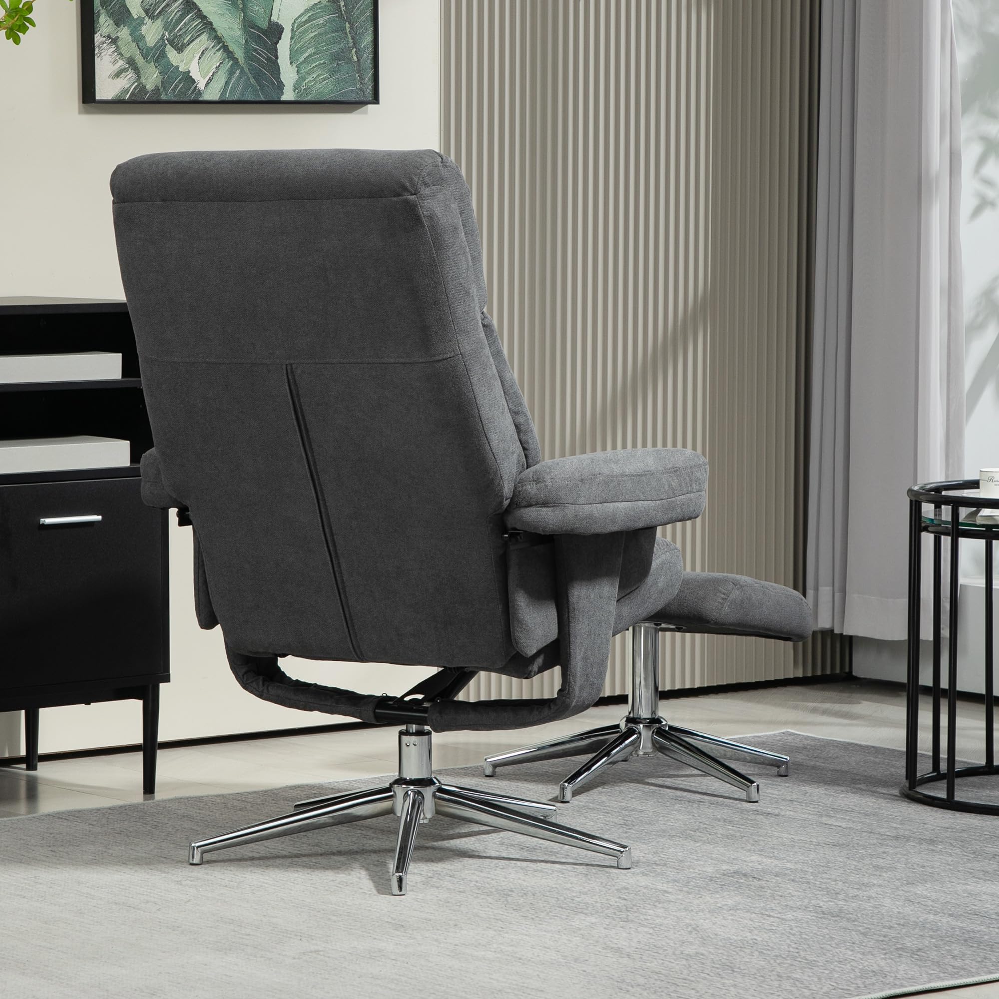 HOMCOM Relaxsessel mit Hocker Fernsehsessel mit Liegefunktion Dunkelgrau