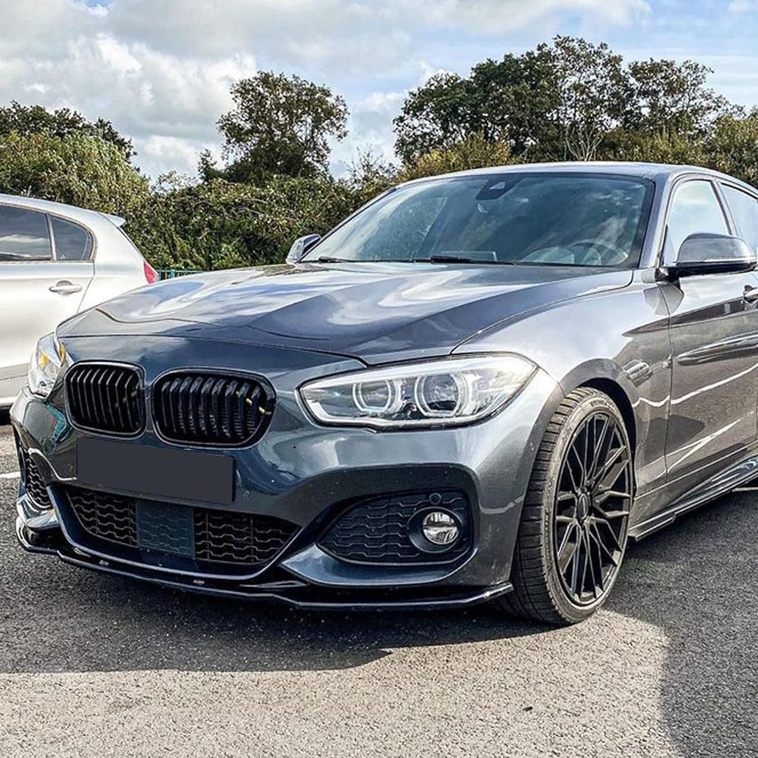 Auto Paraurti Anteriore Spoiler Labbro per BMW 1 Series F20 F21 M-Pack 118i 120i 2015-2019, Anticollisione Anteriore Paraurti Lip Spoiler Labbro Splitter Diffusore,Glossy-Black