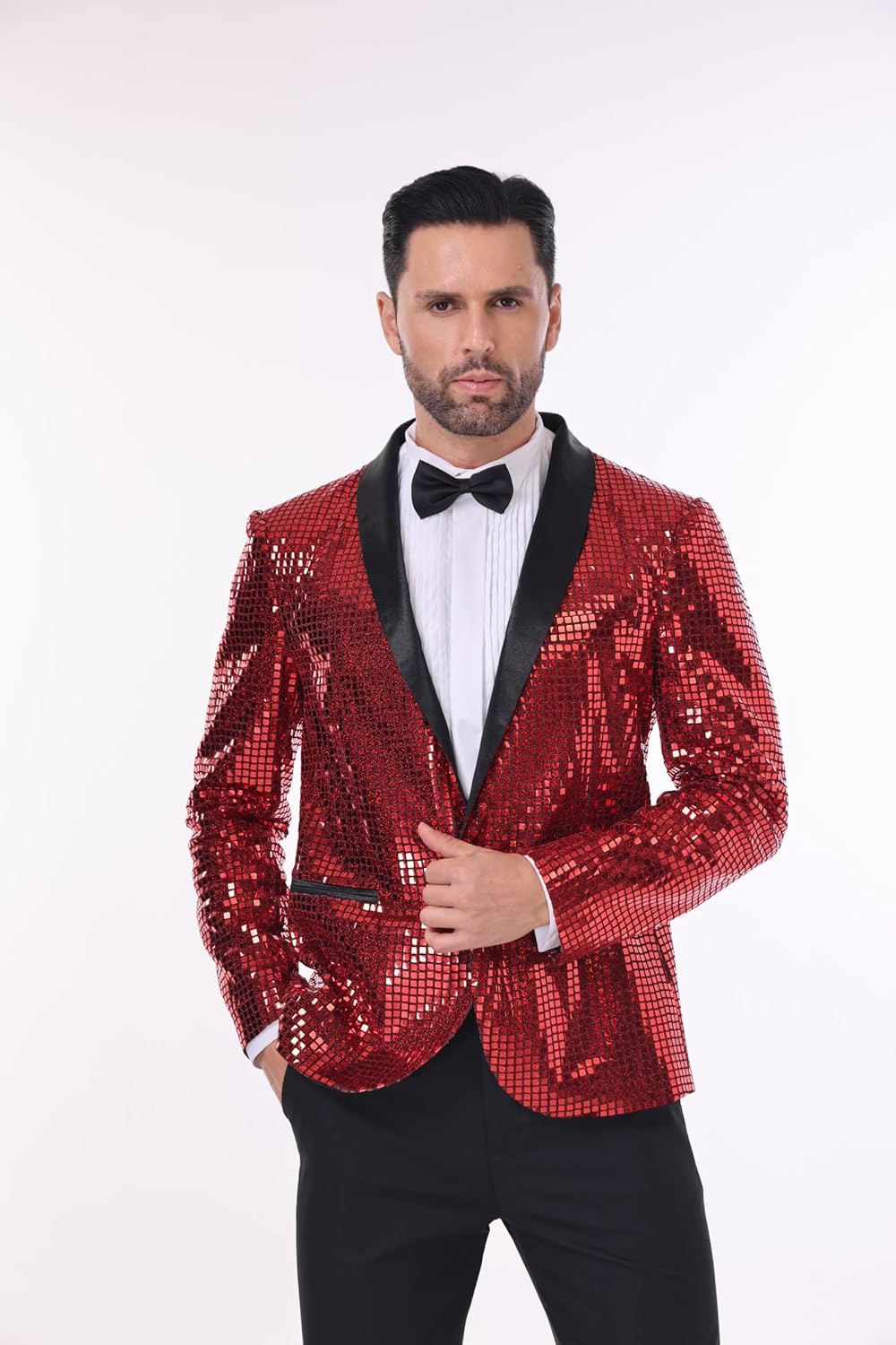 Nawgut Sequin Blazer Sparkle Suit Disco Prom Jacket Party Shiny Tuxedo Banquet Celebration Fashion Sport Coat for Mens Adult