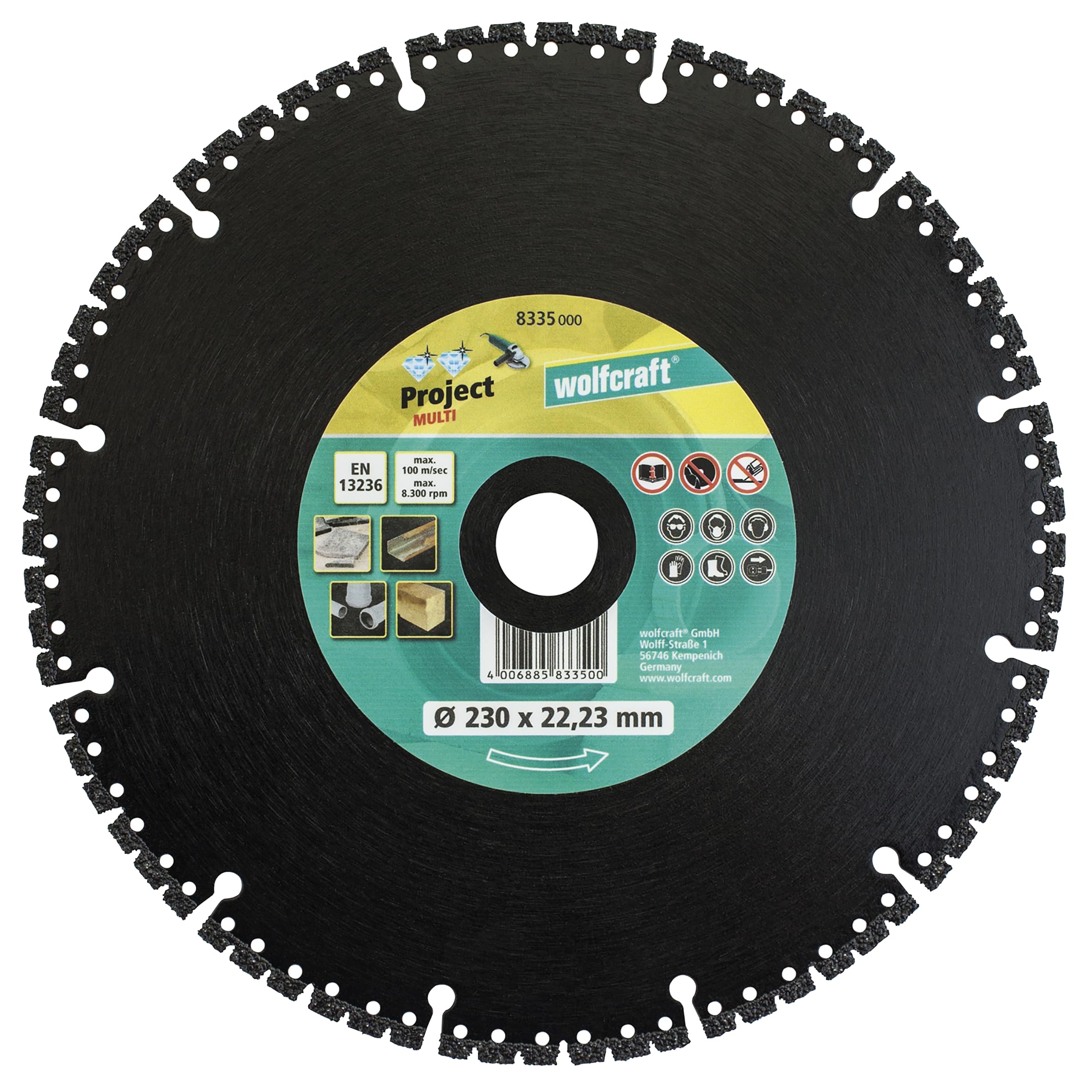 wolfcraft Disco de corte de diamante "Pro Multi" para amoladoras angulares I 8335000