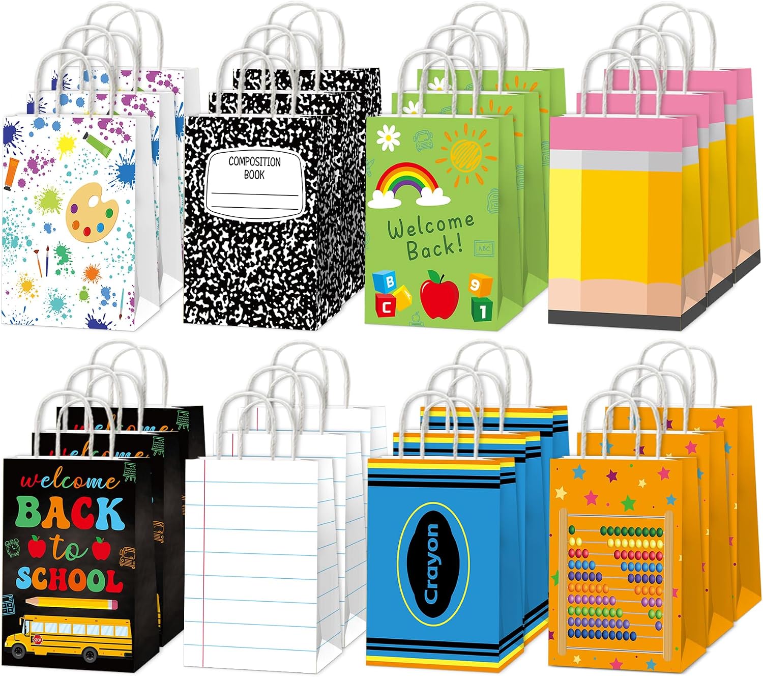 24Pcs Back to School Gift Bags Paper Teacher Gift Bag Bulk with Handle